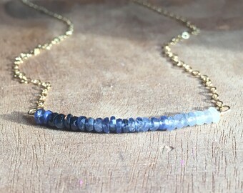 Sapphire Necklace - Raw Sapphire Necklace - Sapphire - September Birthstone Necklace - Sapphire Jewelry - Silver or Gold