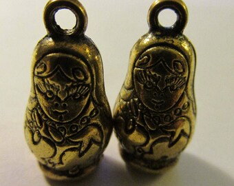 Russian Matryoshka Doll Charm-Pendant, 1 ", Set of 2