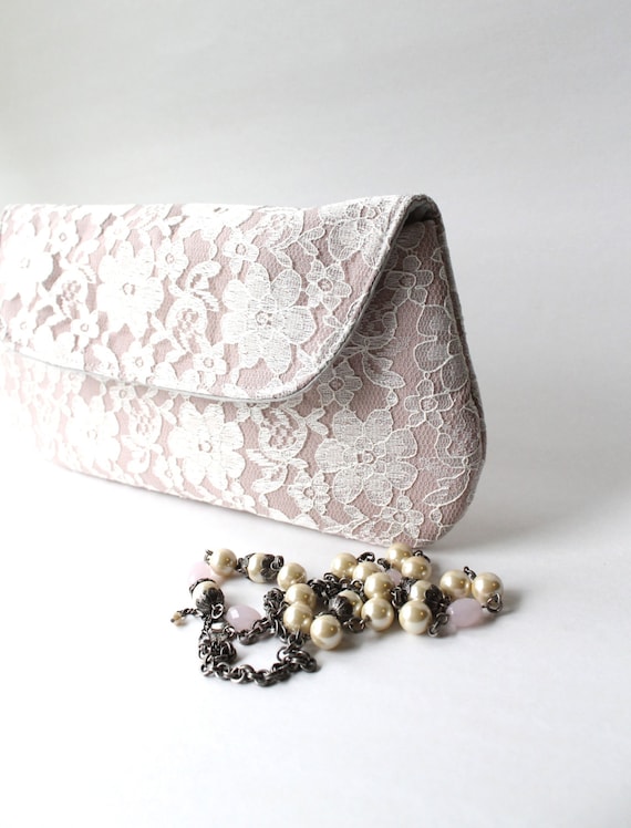 Items Similar To Lace Bridal Bag Blush Pink Wedding Clutch Purse