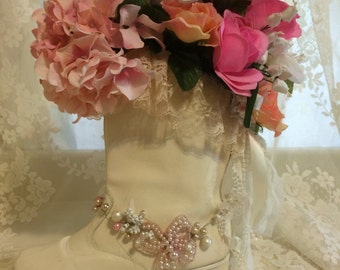 Beautiful Shabby Chic Boot Floral Arrangement