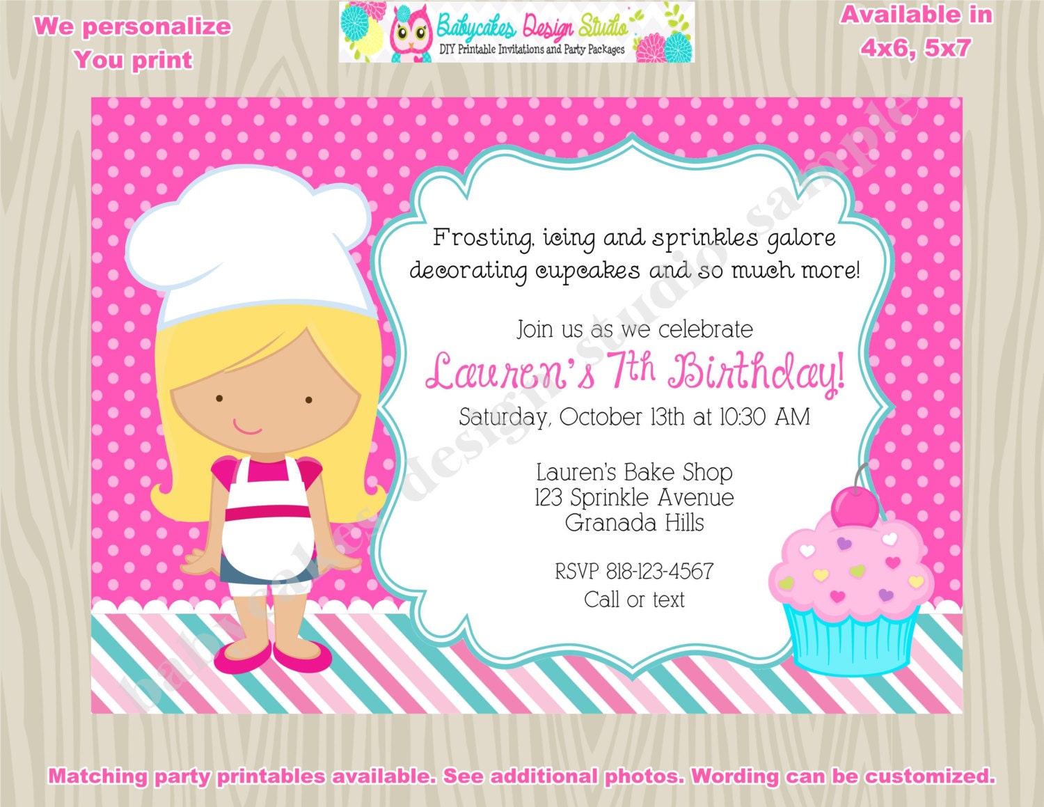 Cupcake Decorating Birthday Party Invitations 9