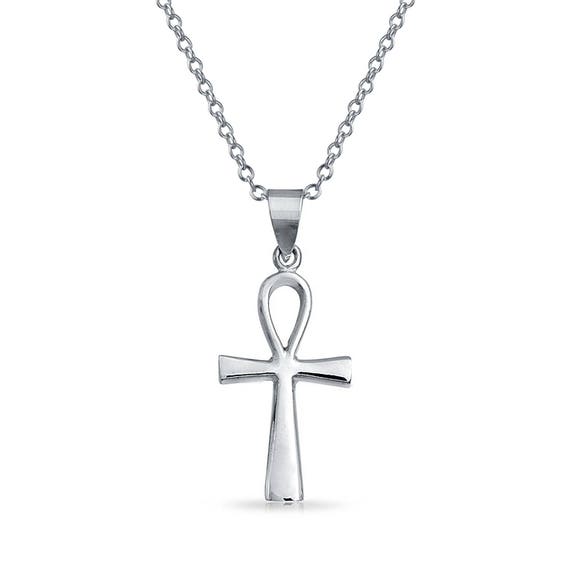 ankh cross necklace silver ankh Egyptian cross pendant men