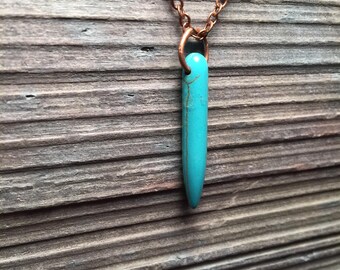 Turquoise Stone Necklace with Copper Chain