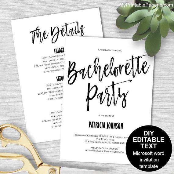 Bachelorette party invites Bachelorette invitation