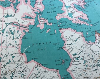 1950 large vintage map of canada