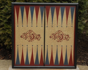 Backgammon, Game Board, Primitive, Game Boards, Wood, Wooden, Hand Painted, Folk Art