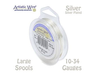 SILVER Artistic Wire Tarnish Resistant Silver Plated Craft Wire (10, 12, 14, 16, 18, 20, 22, 24, 26, 28, 30, 32, 34 Gauge)