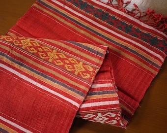 Traditional Lao cotton textile - asian tribal cotton textile - handwoven traditional Lao scarf cotton weaving