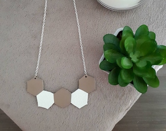 Leather bib necklace