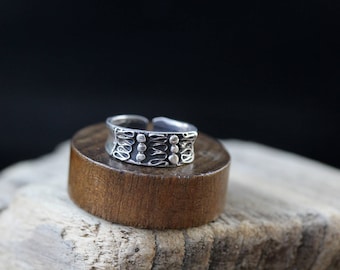 Sterling Silver Ornate Cuff Style Ring