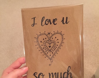 I love you heart doodle card