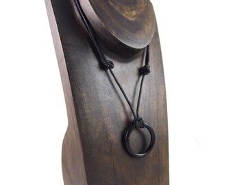 Black Anodized Steel O Ring on an Adjustable Corded Necklace