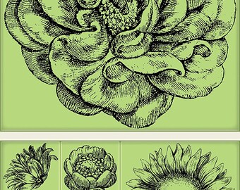 Inkadinkado Vintage Flora Cling Stamp Set