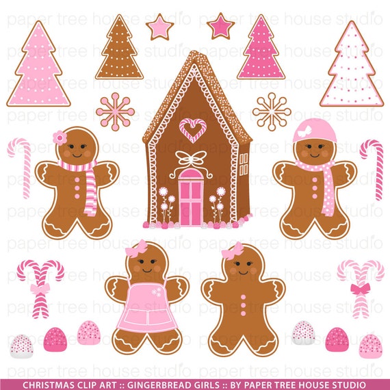 Gingerbread Clip Art. Pink Gingerbread ClipArt. Gingerbread