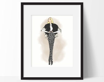 Autumnal Luxe Fashion Illustration Print