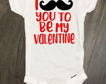 Moustache You Valentine bodysuit