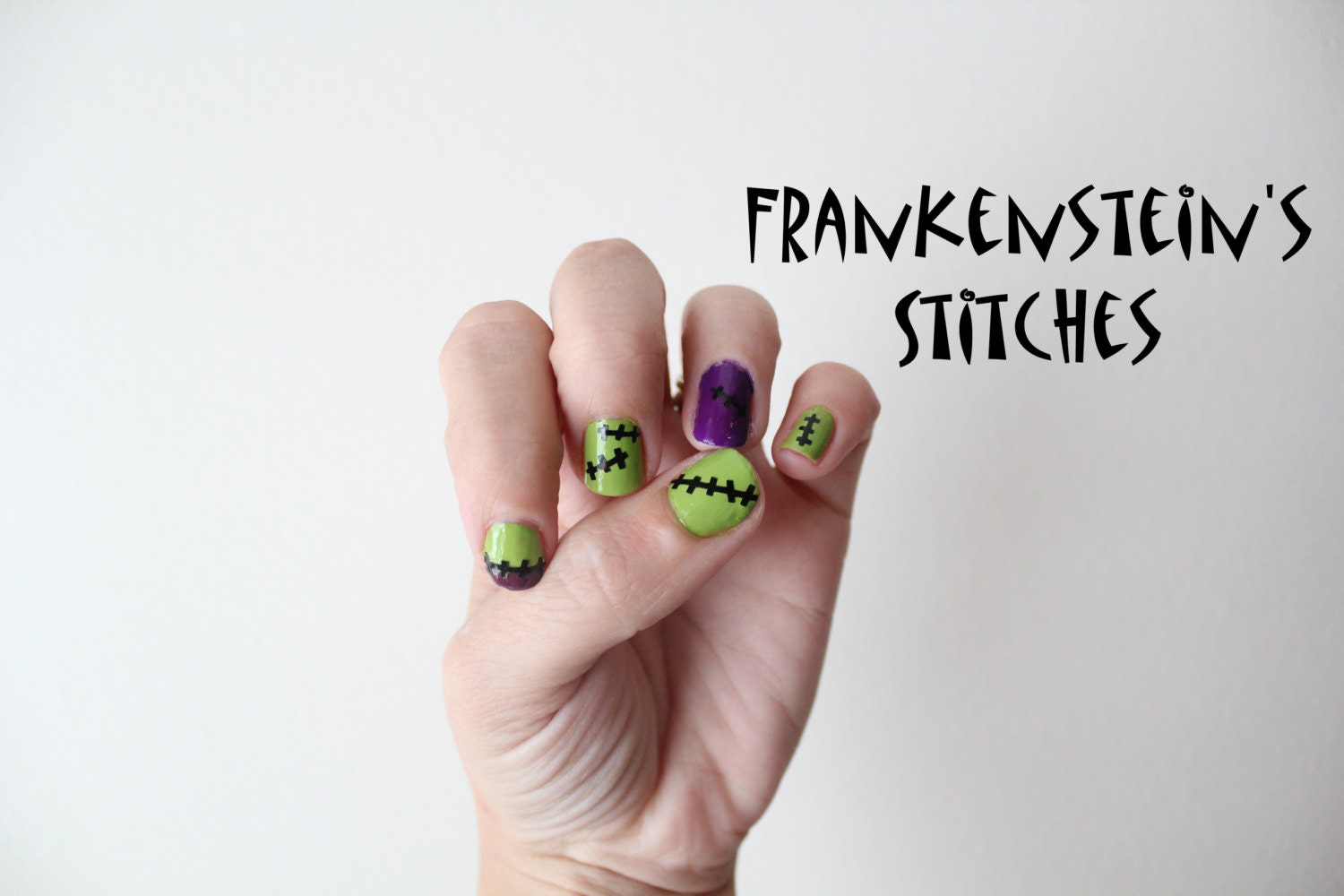 Frankenstein's Stitches Nail Stickers. Vinyl decals pack