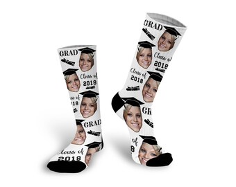 Graduation Gift, Custom Photo Socks, Graduation Socks, Grad Socks, Personalized Socks, Custom Printed Socks --62149-SOX1-603