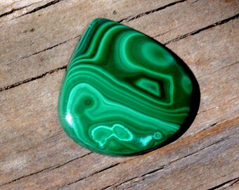Malachite Tear Drop Cabochon, Hand Cut, Natural Gemstone, High Polish 27 x 28 x 6mm. #6659MAL