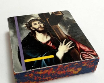 El Greco - Christ carrying the cross, 1578 - Original Art with Mixed Construction Technique.