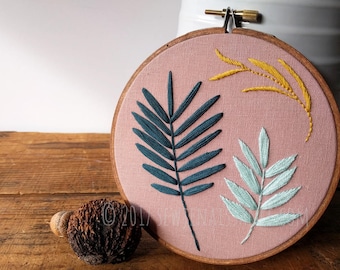 Botanical Hand Embroidery Hoop Art Wall Hanging 0