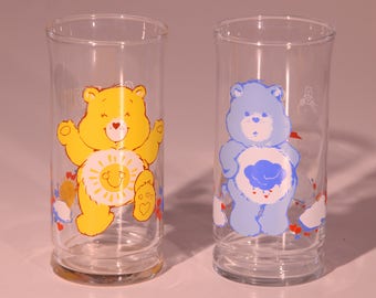 Care Bear TV Show, Pizza Hut Glasses, Care Bear Glass, Pizza Hut Glass, Funshine Bear, TV Show Glasses, Grumpy Bear, 1980s Care Bear