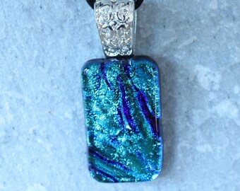 Stunning Dichroic Fused Glass Pendant Necklace