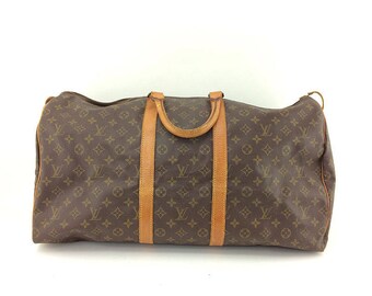 SALE Authentic Louis Vuitton Keepall 50 Large Carry all Weekender Travel Bag Hand Bag Shoulder Bag Purse Monogram