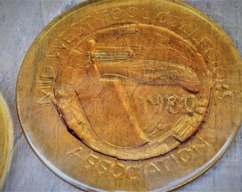 2 Mid-West Tool Collectors Association--2 Glass plaques--1980