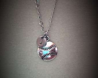 Softball/Baseball necklace Sport jewelry Personalized Initial necklace Best Friend necklace Charm necklace Friendship necklace