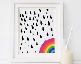 Nursery Decor Rainbow, Nursery Decor Wall Art, Wall Art Nursery Decor, Rainbow Print Decor Rainbow Nursery Rainbow Wall Art Nursery Art RAIN
