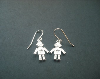 Matte Adorable Robot Charm Earrings
