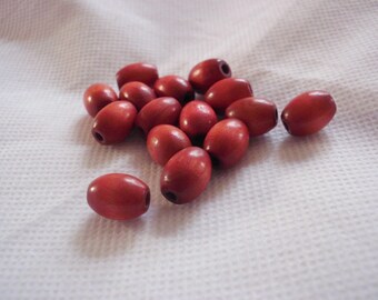 set of 15 Red Oval beads 14 mm x 10 mm