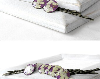 Wedding hair pins for gift for flower girls gift Bridal accessory for bridesmaid hair accessory Prom bobby pins Purple hair pins floral pins