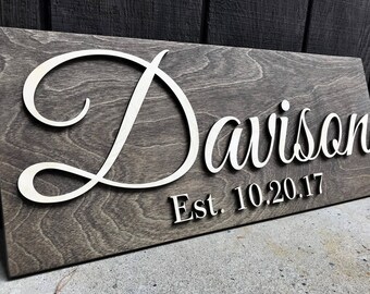 Custom Wood Sign Personalized Wedding Gift Last Name Established Sign Family Name Sign Anniversary Gift Wooden Sign Wedding Sign Couple Gift