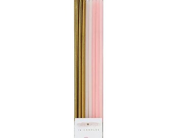 Cake Candles,Tall Cake Candles,Girl Birthday Party,Candles,Pink Candles,Gold Candles,White Candles,Tall Candles,Birthday Candles,Pink Party