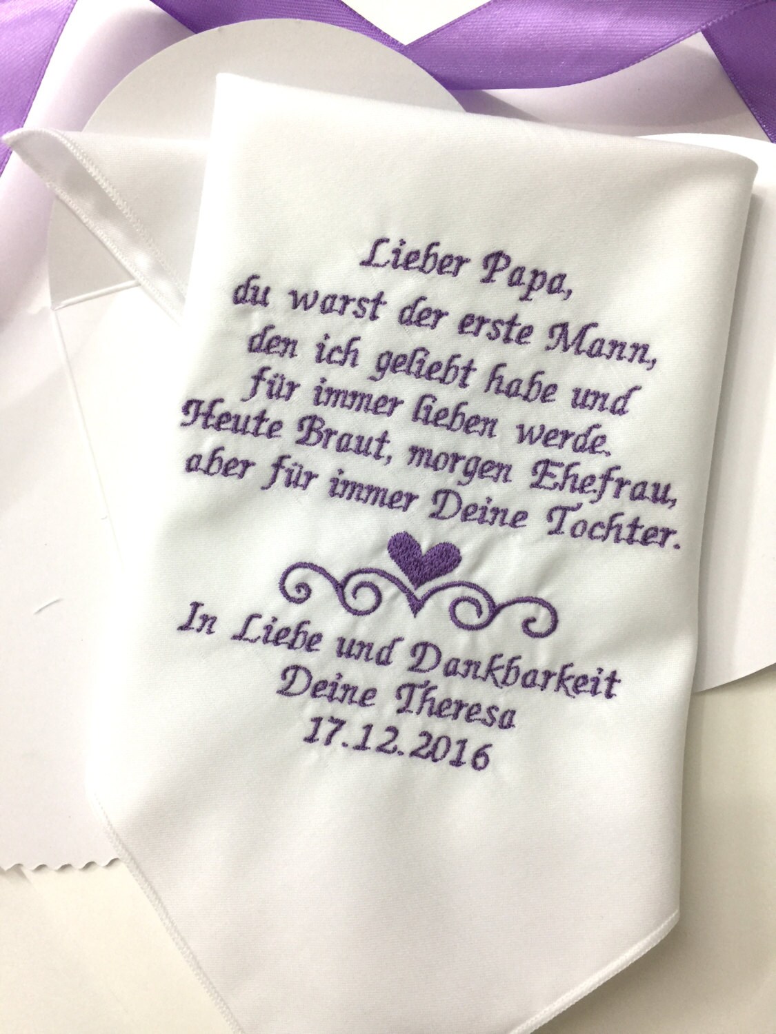 Deutsche Version Papa Hochzeit Taschentuch Vater der