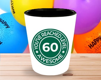 SHOT GLASS 60th birthday gift for women 60th birthday gift for men 60 year old happy 60th birthday ceramic shot glasses 60th birthday gag