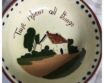 SALE! Vintage Watcombe Devon Motto Ware Bowl, 'Time Ripens All Things', Made in England
