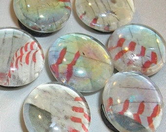 Small Baseball Glass Marble Magnets