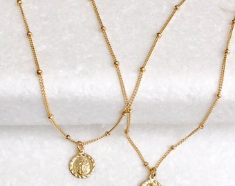 Dainty Virgin Mary Necklace, Gold Fill Religious Necklace, Baptism Necklace, Virgin Mary Medal, Religious Jewelry, Protective Necklace, Gold