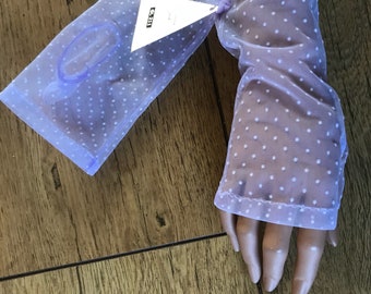 Vintage 1950s sheer lilac polkerdot fingerless gloves
