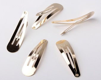 10 PCS 16*60 mm Gold Metal Snap Clips with hole ,blank hair clip ,children hair clip,DIY Material (1-158)