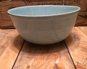 Vintage Light Blue Seville Pottery Mixing Bowl 9 inch USA