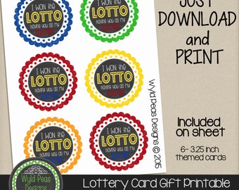 PRINTABLE Lottery gift card, Lotto Gift, Printable PDF, jpeg, 8.5 x 11 printable, Pinterest, Lotto card, lottery, teacher gift, birthday