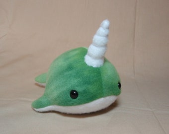 Green Tonal Fleece Tiny Narwhal Plush Stuffed Animal