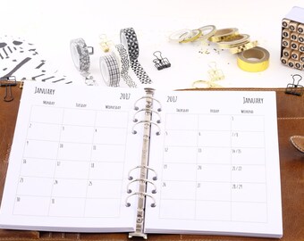 Calendar deposits 2018 A5 Monthly overview 1M2S (without note)-monthly planner Inserts A5 without notes 2018 Filofax 0109-A5-mo
