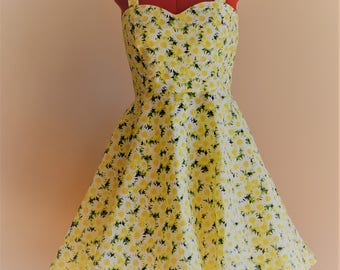 Sunshine Daisies Dress / Pinup Dress / Swing Dress / Rockabilly Dress
