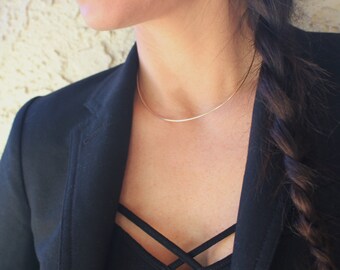 Simple Gold Necklace, Silver Necklace, Minimal necklace, Dainty Silver or Gold Necklace, Gold Necklace, Choker Necklace, Layering Necklace