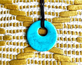 Turquoise Donut Pendant Necklace